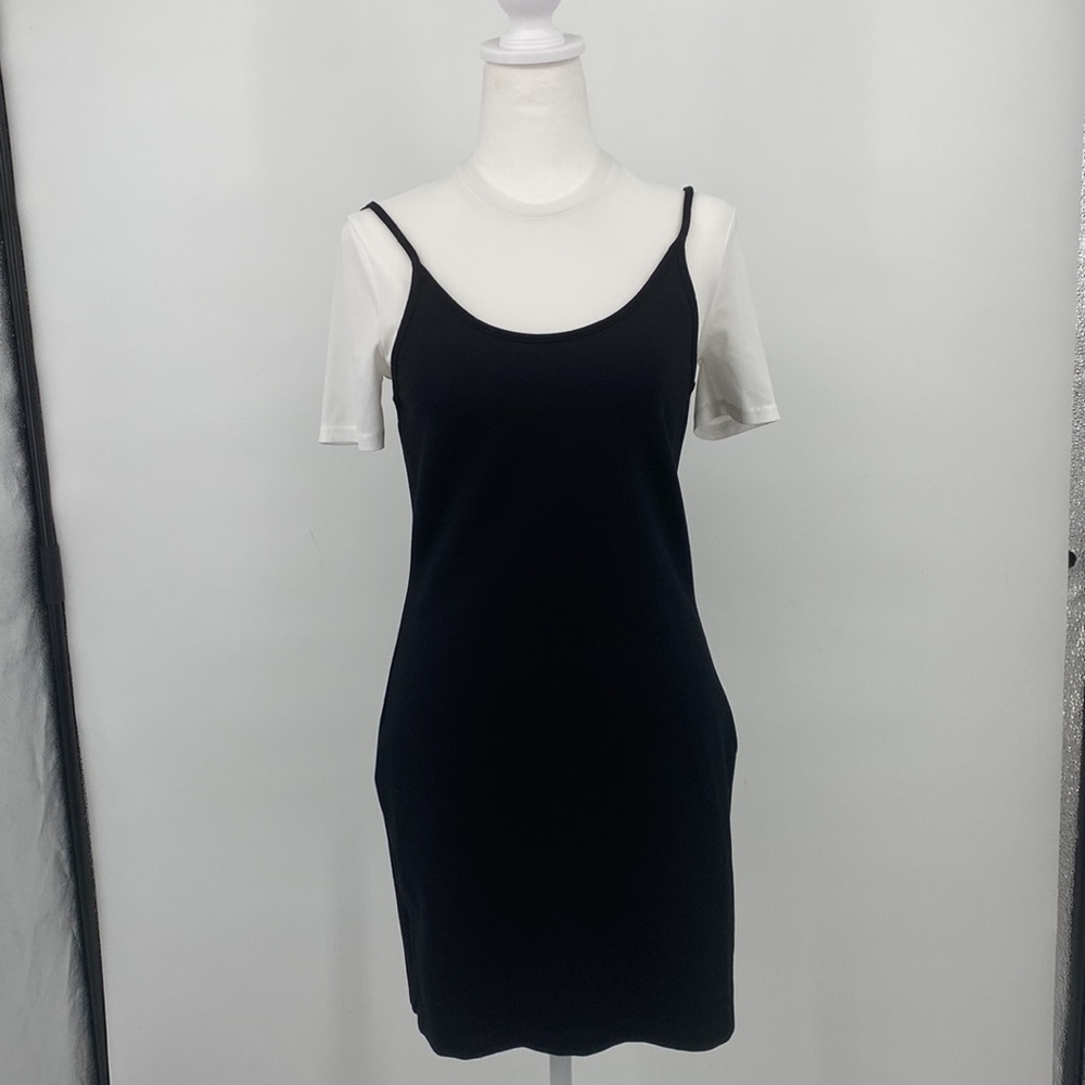 STAUD Mini Sutton Layered Tank Top T Shirt Black and White Mini Dress 90s grunge - Picture 11 of 11